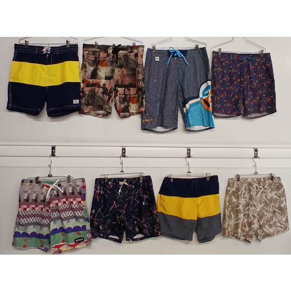 LOT OF 8 - MEN'S SWIM SHORTS - MFG BRIXTON, INSIGHT, DEUS EX MACHINA, LIFETIME, ETC