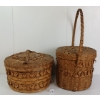 Image 4 : LOT OF 2 - NATIVE HAND WOVEN BASKETS W/ LIDS