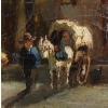 Image 2 : VILLAGE SCENE - SIGNED - GILDED FRAMED OIL ON BOARD