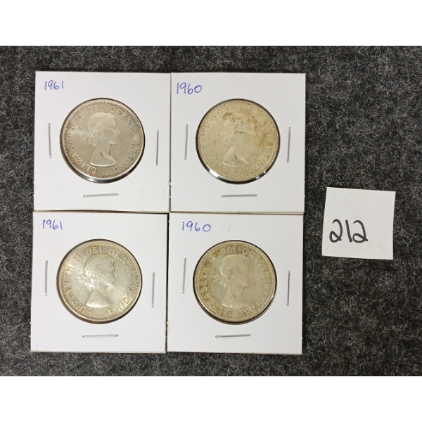LOT OF 4 - 1960 & 1961 CDN SILVER 50 CENT PCS