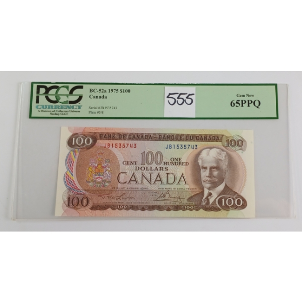 1975 CDN $100 BANKNOTE - BC-52A GRADE