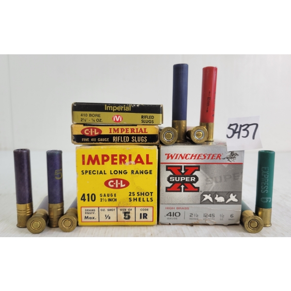 AMMO: 60X IMPERIAL & WINCHESTER 410GA - 2-1/2IN - #5, 6 & SLUGS