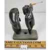 Image 5 : MAN W/ SPEAR THREATENING WOMAN & CHILD BY JOHNNY MEEKO SR. (PRS CDN ARTIST) - STONE 