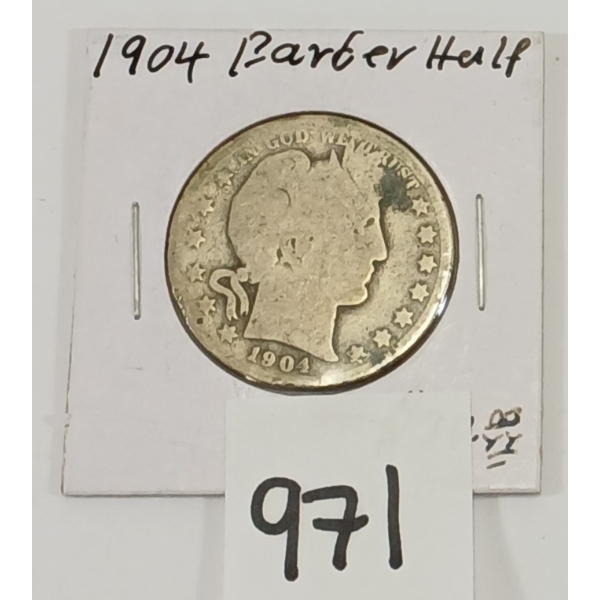 1904 U.S. SILVER BARBER HALF DOLLAR
