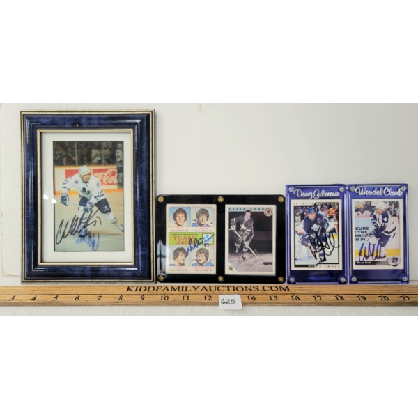 LOT OF 4 - TORONTO MAPLE LEAFS HOCKEY CARDS & PHOTOGRAPH - INCL AUTOGRAPHED