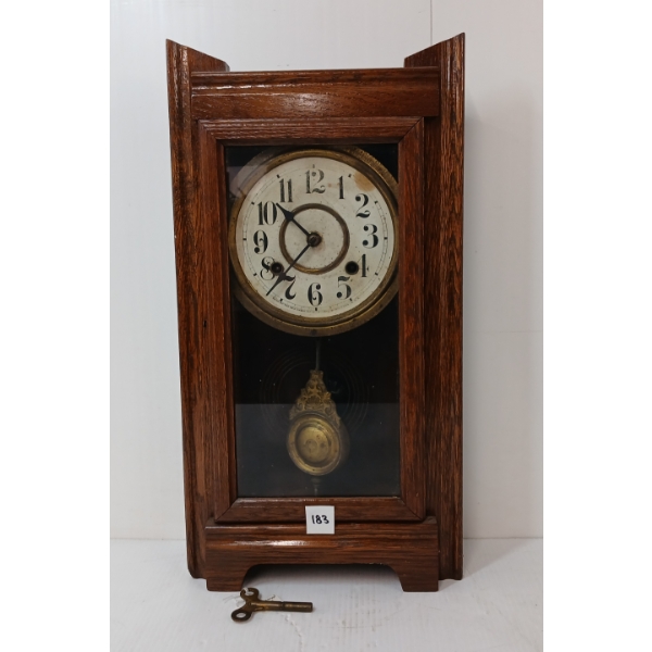 NEW HAVEN OAK 8 DAY SHELF PARLOUR CLOCK