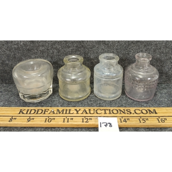 LOT OF 4 - INKWELL BOTTLES - INCL WATERMANS