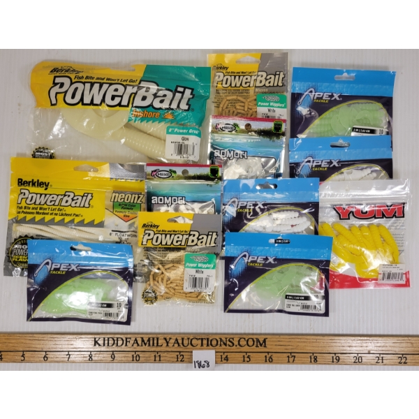 LOT OF 12 - FISHING BAIT - INCL BERKLEY POWERBAIT