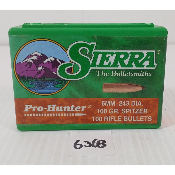 BULLETS: 100X SIERRA PRO HUNTER 6MM - 100GR - SPITZER - SEALED