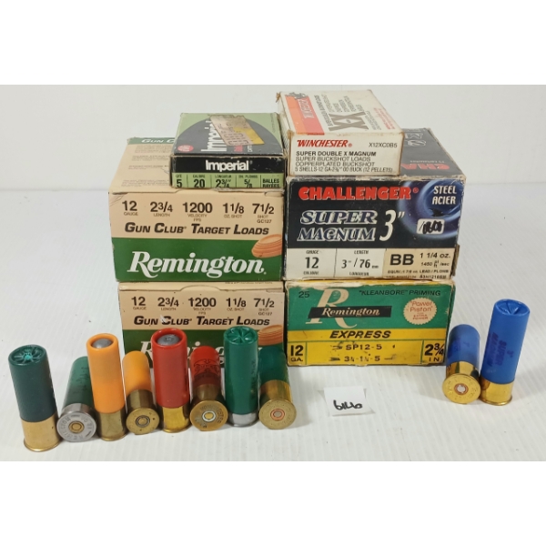 AMMO: 112X MIXED 12GA - 2 3/4 & 3IN - #5, 7 1/2 & SLUG SHOT