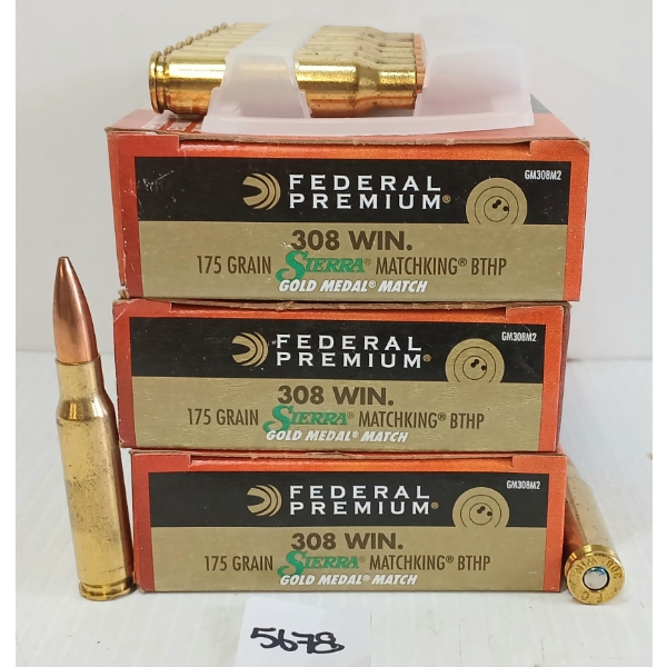 AMMO: 60X FEDERAL .308 WIN SIERRA - 175GR - BTHP