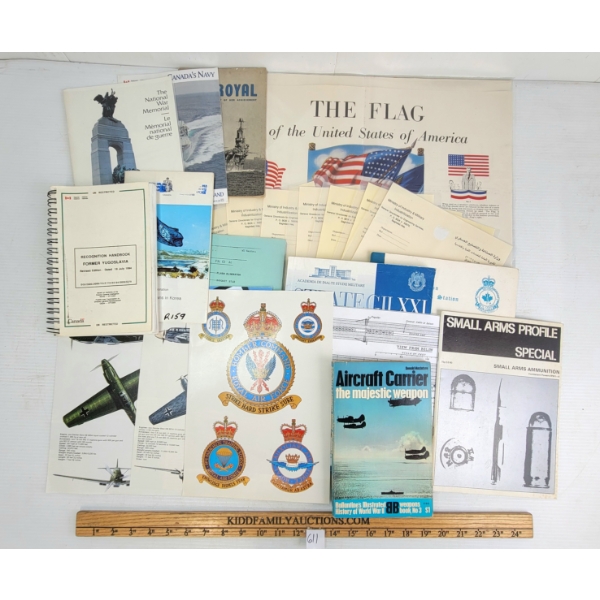JOB LOT - CDN MILITARY VEHICLE DIAGRAMS, BOOKLETS, MEMORIAL MATERIALS, ETC