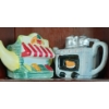 Image 4 : QTY OF RED ROSE TEAPOT FIGURINES W/ DISPLAY CASE