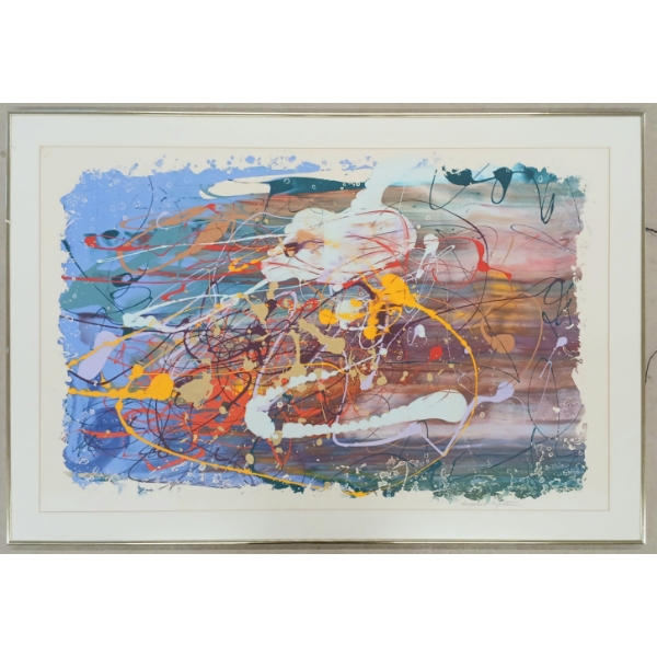 ABSTRACT BY MARGARET SPATARU (1948-1996) - FRAMED MIXED MEDIA ON PAPER