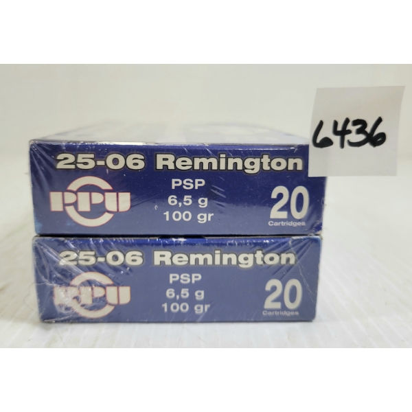 AMMO: 40X PPU .25-06 REM - 100GR - PSP - SEALED