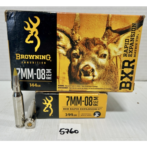 AMMO: 40X BROWNINIG 7 MM-08 REM 144GR.