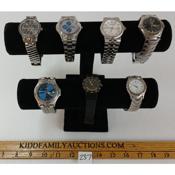 LOT OF 7 - WRIST WATCHES - INCL ACUET, GUESS, SUISSE, ETC
