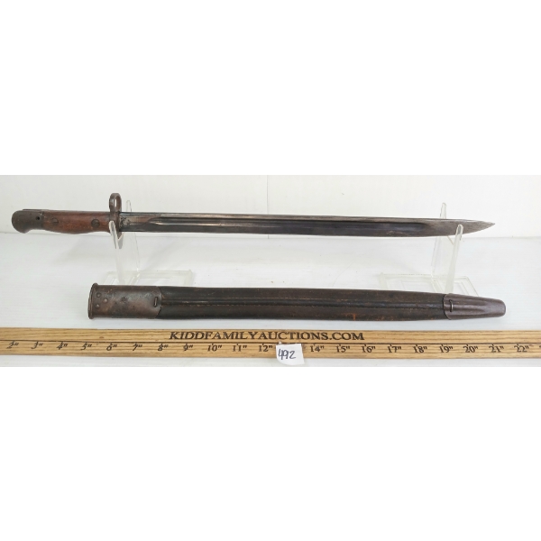 WWII AUSTRALIAN P.07 BAYONET W/ LEATHER SCABBARD