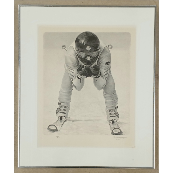 1983 "THE DOWNHILL RACER" BY KEN DANBY - FRAMED PRINT