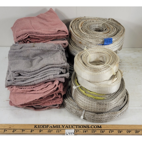 JOB LOT - LIFTING STRAPS & SHOP RAGS