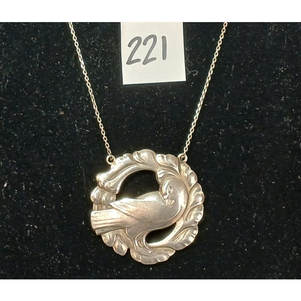 GEORGE JENSEN SILVER DOVE PENDANT NECKLACE
