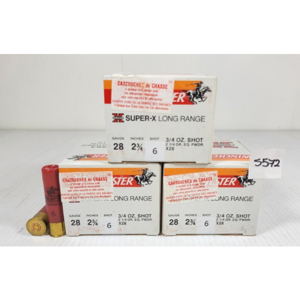 AMMO: 75X WINCHESTER SUPER X LR 28GA - 2 3/4IN - #6 SHOT