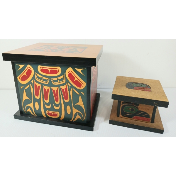 LOT OF 2 - FIRST NATIONS BOXES BY STEWART WEBBER & CLARENCE R. WELLES