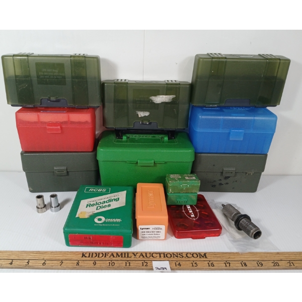 JOB LOT - LYMAN .308 WIN / .307 WIN DIES, AMMO BOXES, ETC