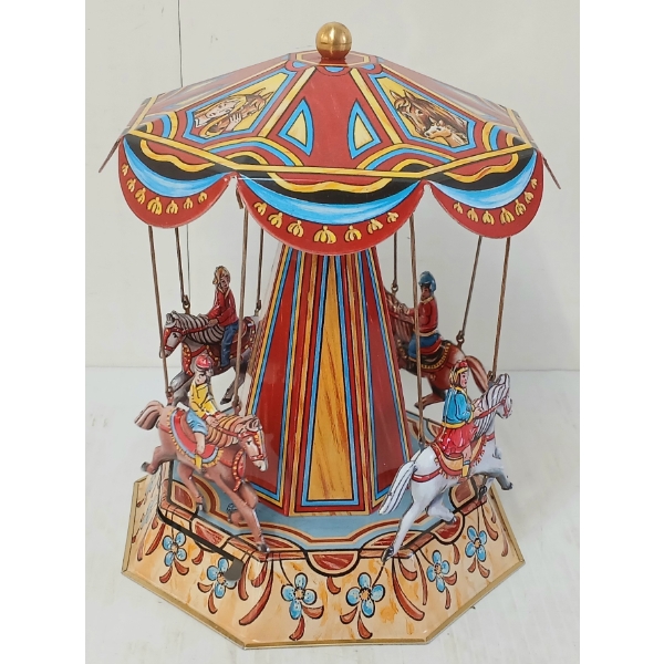 JOSEF WAGNER TIN LITHO WIND UP HORSE CAROUSEL