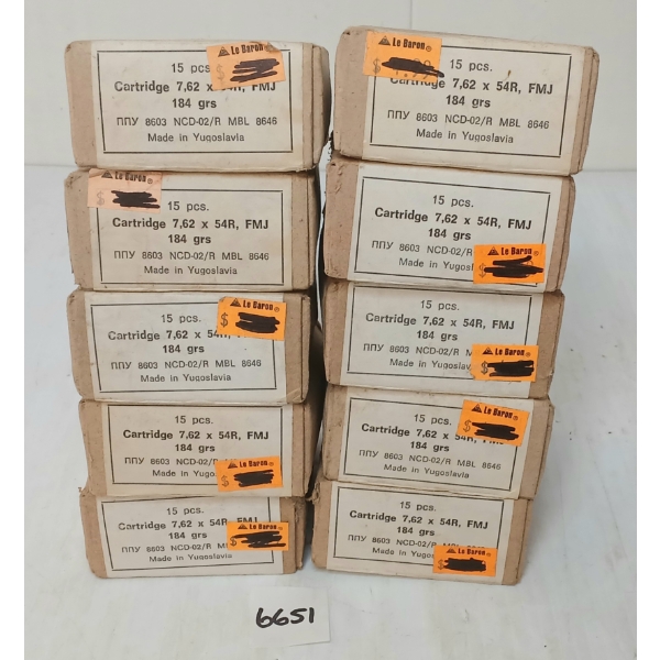AMMO: 150X CENTURY ARMS 7.62X54R - 184GR - FMJ
