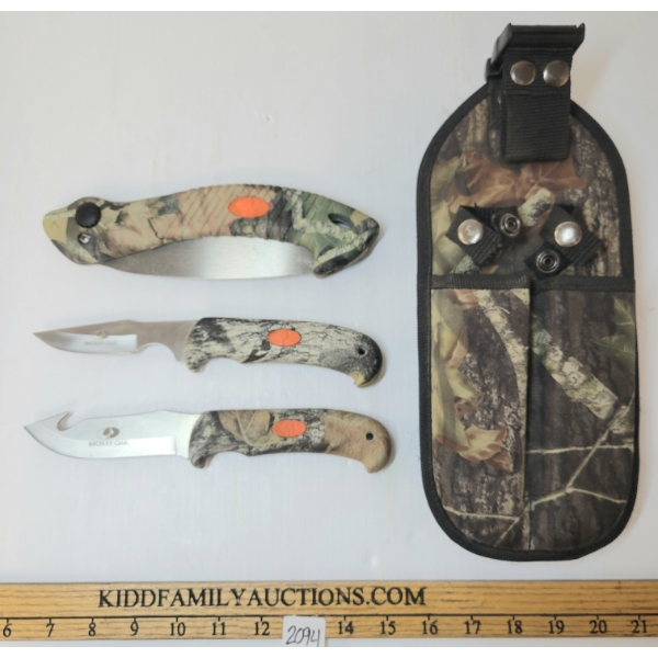 MOSSY OAK 3PC HUNTING KNIFE SET W/ CARRIER