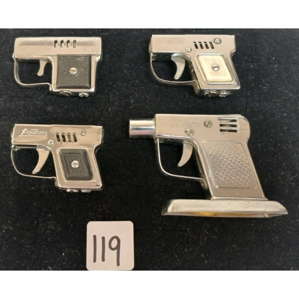 LOT OF 4 - PARTNER, CORONA & MILLION HANDGUN LIGHTERS