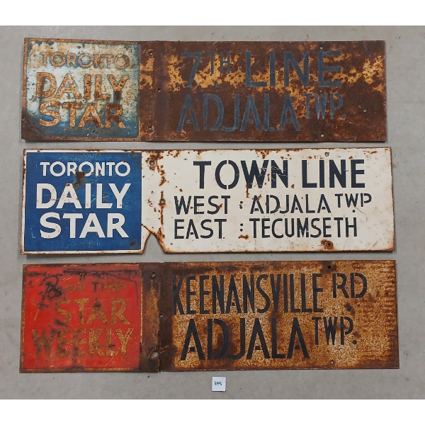 LOT OF 3 - STAR WEEKLY & TORONTO DAILY STAR TOWNLINE DSP SIGNS