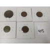 LOT OF 5 - U.S. INDIAN HEAD PENNIES - INCL 1851 & 1879, ETC.