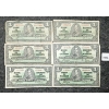 Image 1 : LOT OF 6 - 1937 CDN $1 BANKNOTES