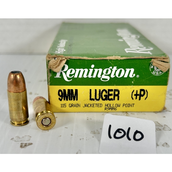 AMMO: 50X REMINGTON 9 MM +P - 115 GR HP
