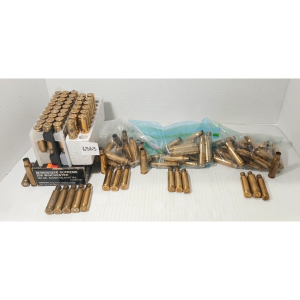 AMMO / BRASS: 2X MIXED .308 WIN - 180GR - SILVERTIP LIVE - 107X BRASS