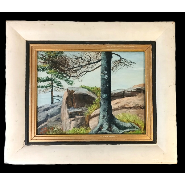 "LANDSCAPE" BY F. H. VARLEY (1881-1969) - FRAMED OIL ON CANVAS