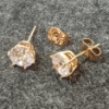 Image 1 : PAIR OF 18K GOLD PLATED SIMULATED DIAMOND STUD EARRINGS