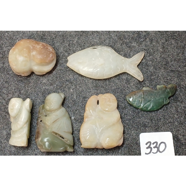 LOT OF 6 - JADE PCS & PENDANTS