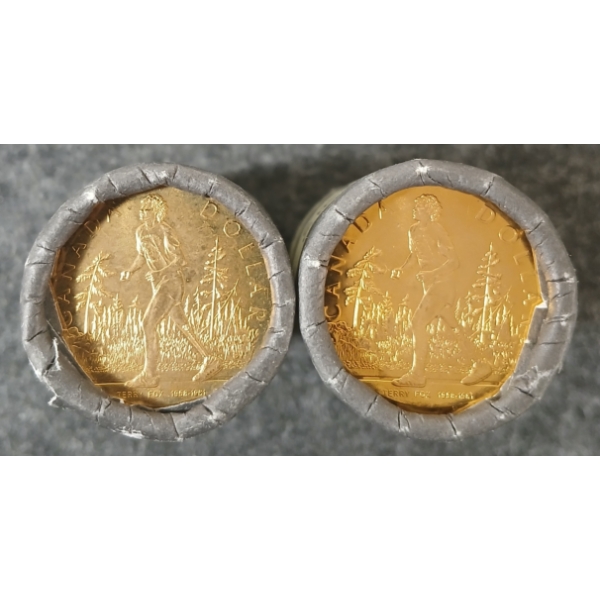 LOT OF 2 -  ROLLS OF 1981 RCM $1 COINS - TERRY FOX
