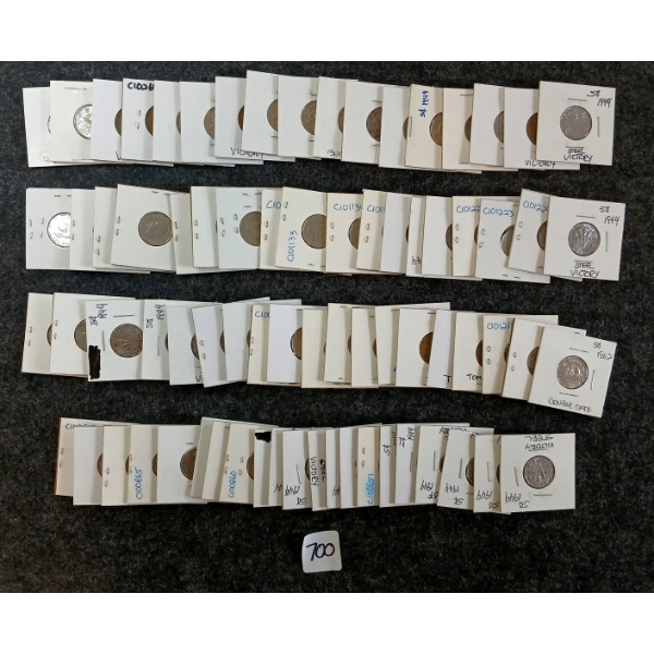 QTY OF 1942-1977 CDN 5 CENT COINS