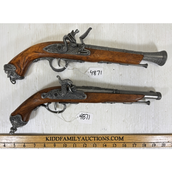 LOT OF 2 - FLINTLOCK & PERCUSSION PISTOLS - REPLICAS - NO PAL REQUIRED