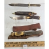 Image 5 : LOT OF 3 - ANTLER HANDLE KNIVES W/ LEATHER SHEATHS