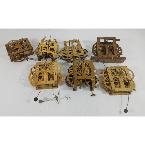 LOT OF 7 - CLOCK MOVEMENTS - INCL NEW HAVEN, JEROME & CO. & SESSIONS