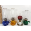 Image 2 : LOT OF 8 - OIL LAMPS - INCL GREEN DEPRESSION GLASS & RUBY, ETC.