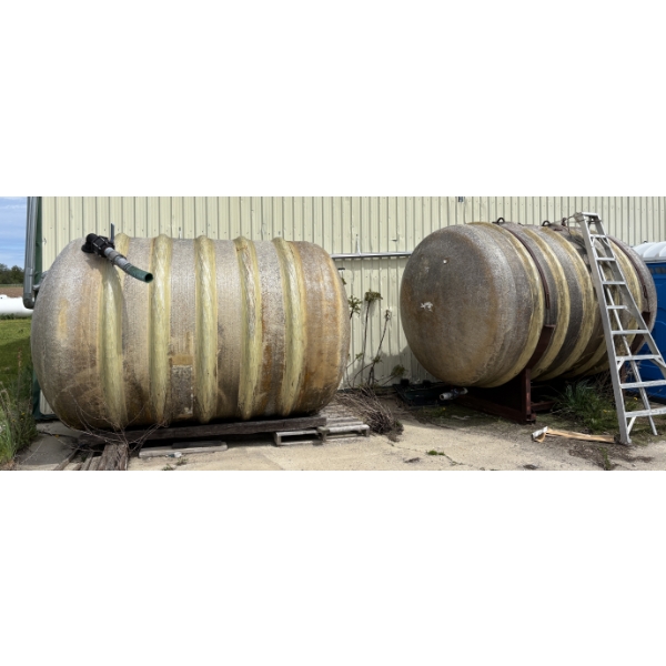 LOT OF 2 - FIBERGLASS STORAGE TANKS - APPROX 800 GAL EACH
