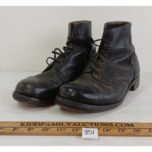 PAIR OF 1955 HODGKIN & POWERS LTD BLACK LEATHER BOOTS