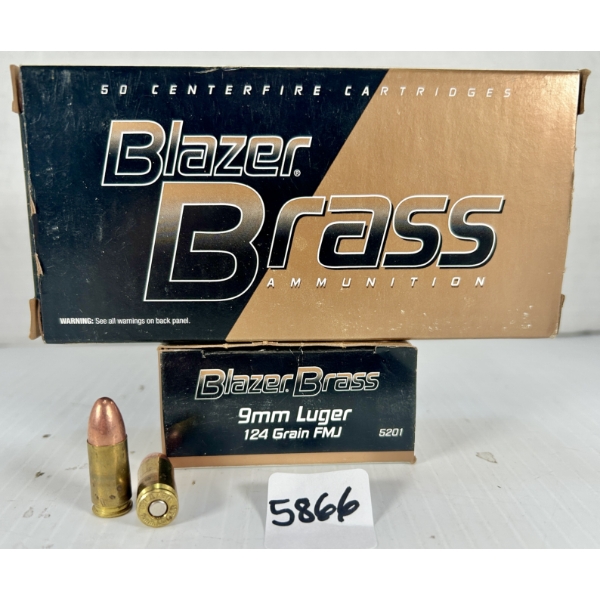 AMMO: 100X BLAZER 9 MM - 124 GR FMJ