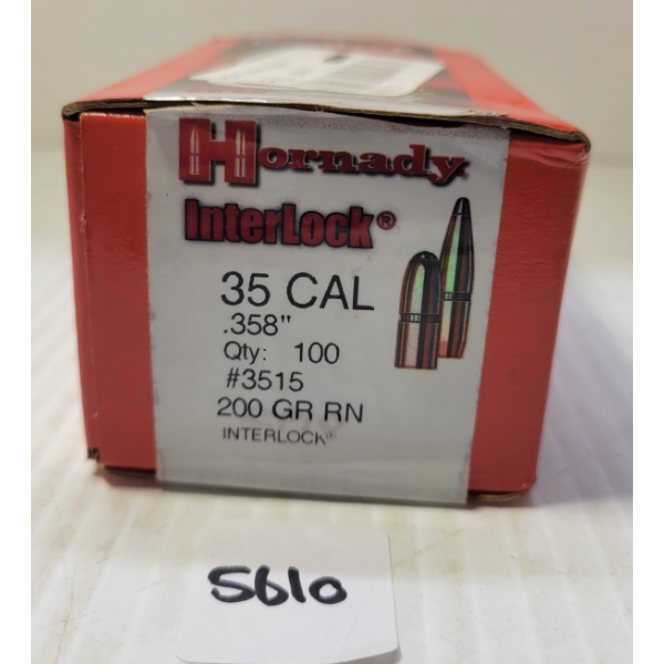 BULLETS: 100X HORNADY INTERLOCK .35 - 200GR - RN - SEALED 